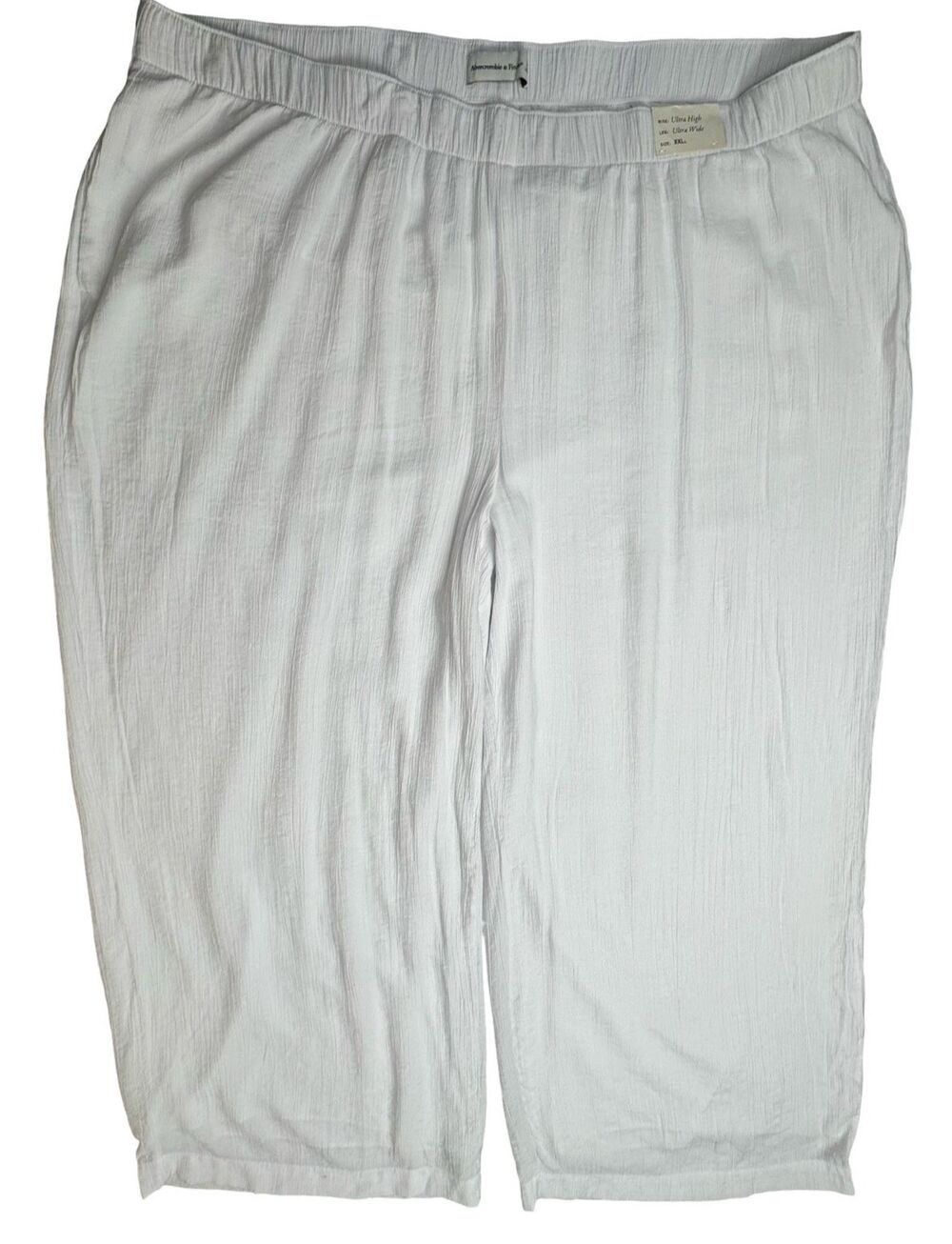 Abercrombie & Fitch XXL Pants Ultra High Ultra-Wide White Coastal Pull-on Flowy